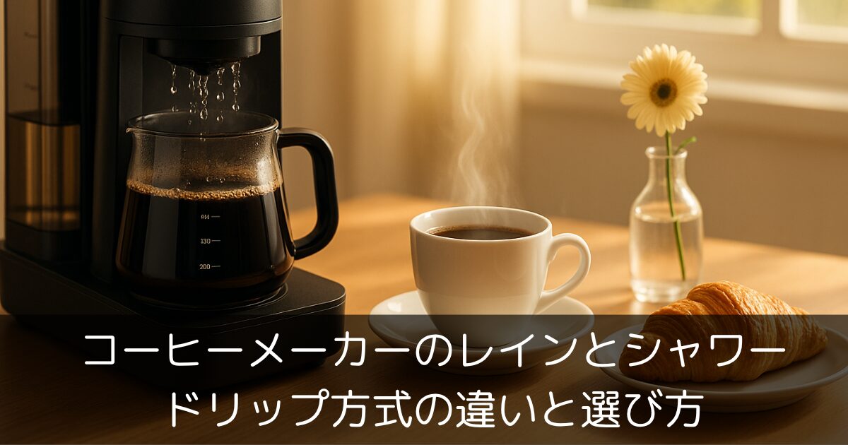 コーヒーメーカーのレインとシャワー、ドリップ方式の違いと選び方
